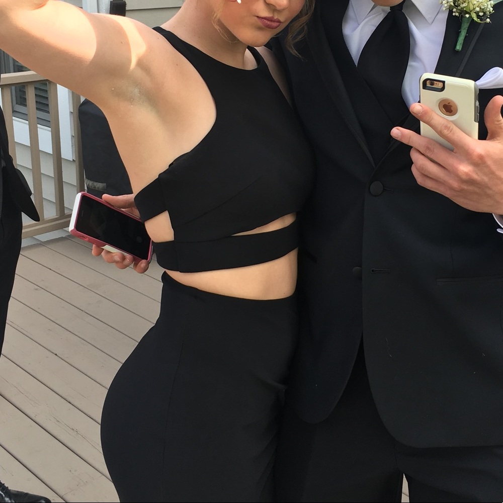 Black maxi dress with cutouts and a slit!